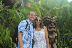 Posing with a Tiki.  I'm on the left.