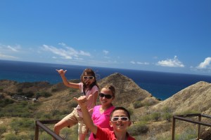 Almost halfway up, standing on an overlook letting everyone know to "hang loose."